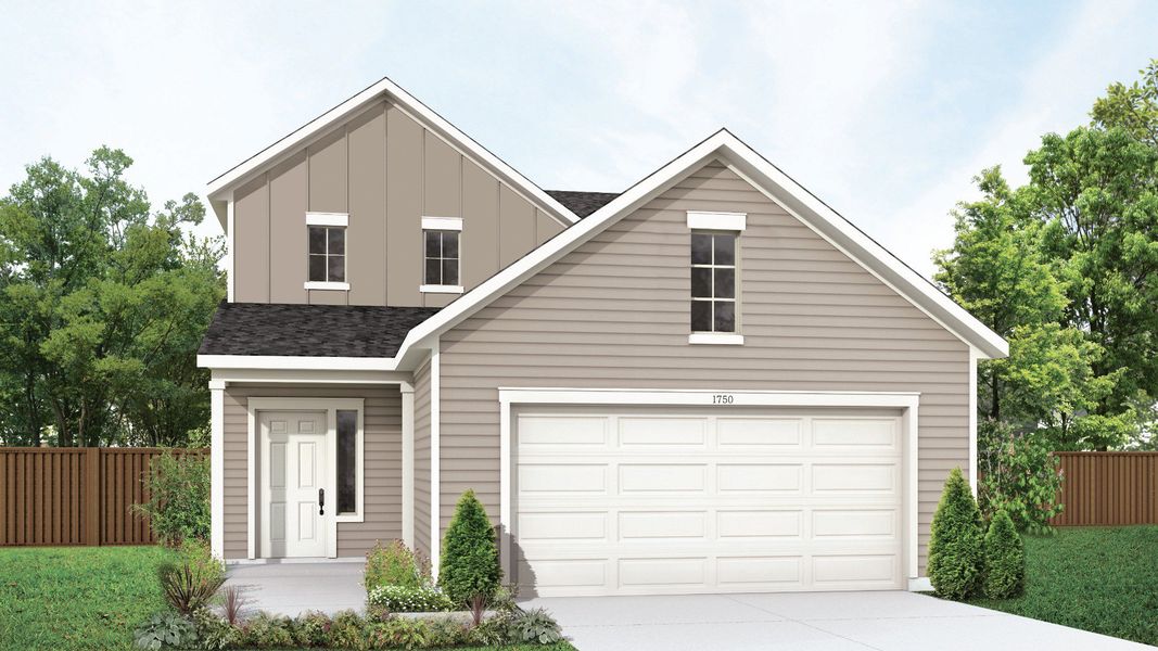Representative exterior photo of a completed home built from the Latitude by DRB Homes in Heritage Mill, Hutto, TX (Image 1). Representative exterior photo of a completed home built from the Latitude by DRB Homes in Heritage Mill, Hutto, TX (Image 1).