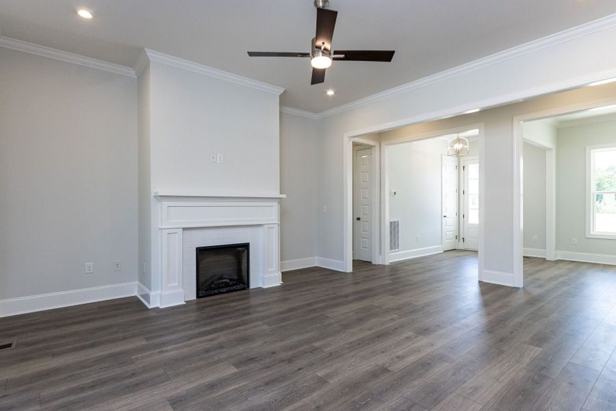 Representative unfurnished interior of a home built from the Ellerbee Cape Cod by Homes by Dickerson in The View, Durham (Image 9). Representative unfurnished interior of a home built from the Ellerbee Cape Cod by Homes by Dickerson in The View, Durham (Image 9).