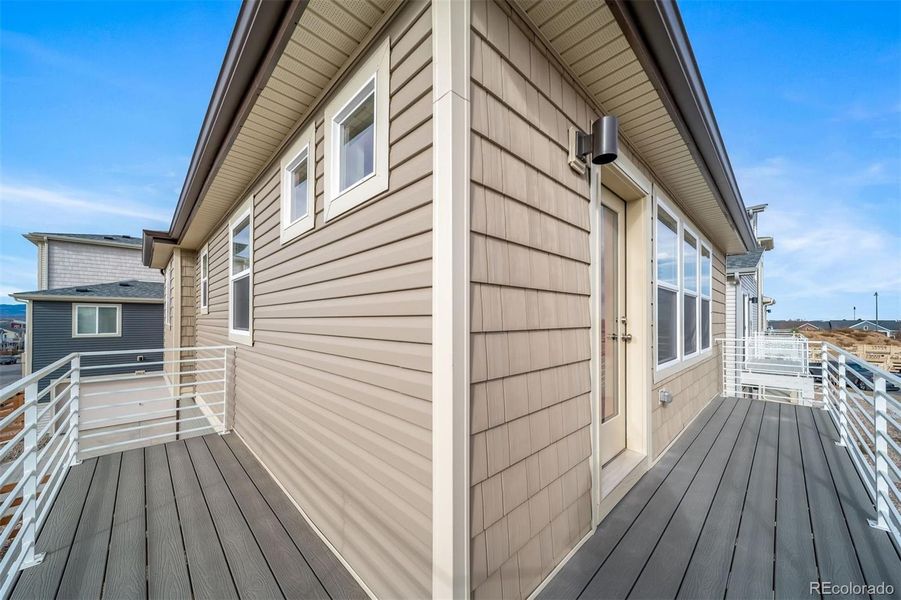 Exterior details and patio area of a home in , Commerce City (Image 22).
