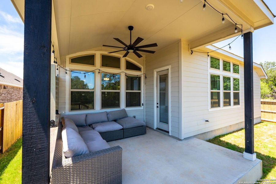 Exterior details and patio area of a home in , New Braunfels (Image 21).