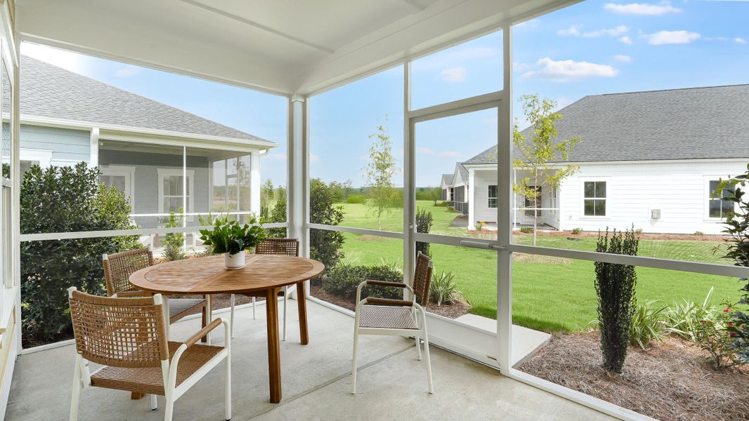 Exterior details and patio area of a home in Horizons at Summers Corner | 55+, Summerville (Image 2).