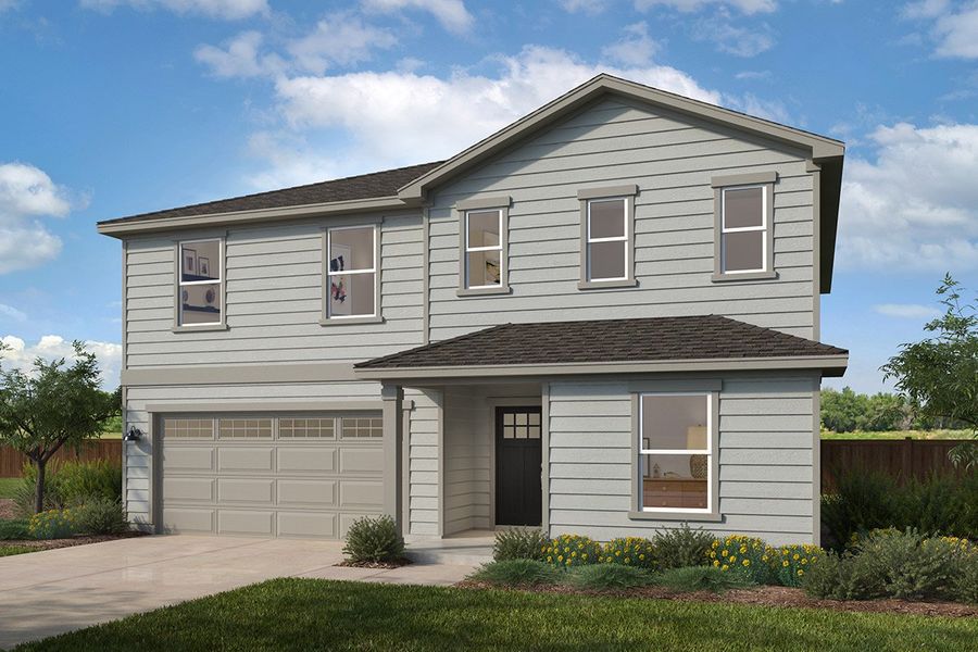 Representative exterior photo of a completed home built from the 2444 by KB Home in Watermill – Classic Collection, Uhland, TX (Image 5). Representative exterior photo of a completed home built from the 2444 by KB Home in Watermill – Classic Collection, Uhland, TX (Image 5).