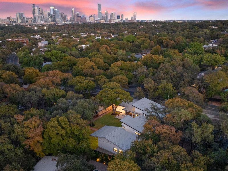 Aerial view of skyline