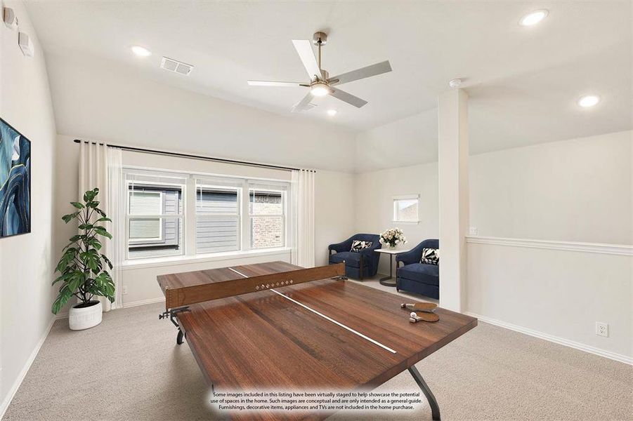 Furnished interior view inside a new home in Union Park Classic 60, Little Elm (Image 10). Furnished interior view inside a new home in Union Park Classic 60, Little Elm (Image 10).