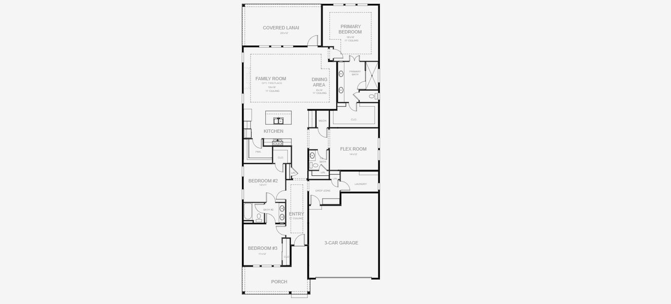 2D floor plan layout for the 2344J by Perry Homes in Hyland Trail, Green Cove Springs, FL (Image 3).