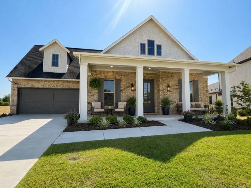 Front exterior of a new home in Chatham Reserve, Providence Village, TX, highlighting curb appeal (Image 2).