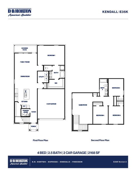 2D floor plan layout for the Kendall by D.R. Horton in Sunterra Lakes, Brookshire, TX (Image 3). 2D floor plan layout for the Kendall by D.R. Horton in Sunterra Lakes, Brookshire, TX (Image 3).