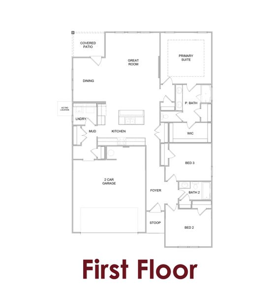 2D floor plan layout for the Aspen                                                                Primary Suite on Main by Chafin Communities in Garland Meadows, Cartersville, GA (Image 3).