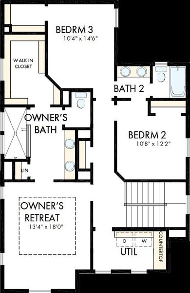 2D floor plan layout of this home in Goodnight Ranch, Austin, TX (Image 3). 2D floor plan layout of this home in Goodnight Ranch, Austin, TX (Image 3).