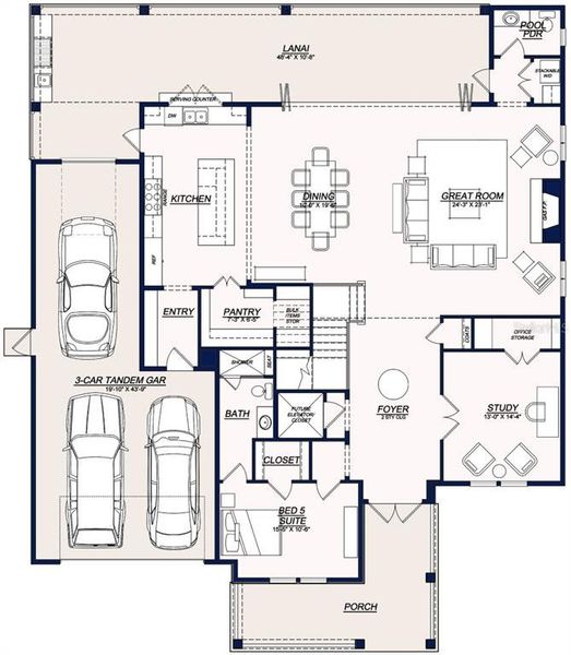 2D floor plan layout of this home in , Tampa, FL (Image 3).