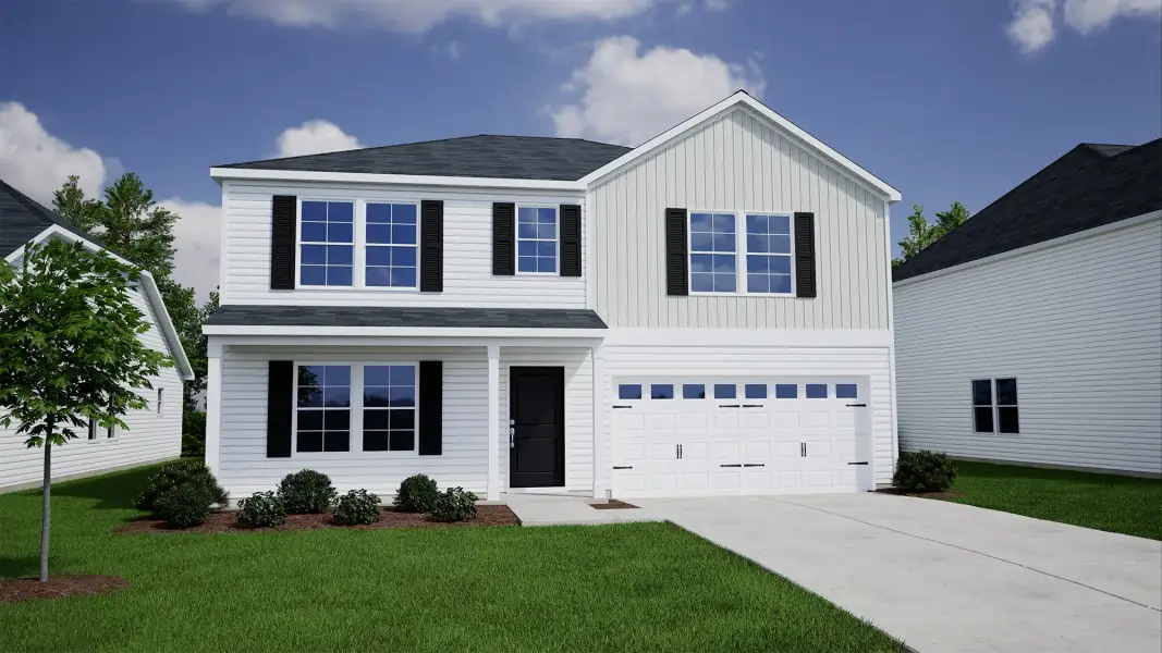 Representative exterior photo of a completed home built from the Turner - Genesis Value Collection by Mungo Homes in Fairfield Place East and West, Chesnee, SC (Image 14). Representative exterior photo of a completed home built from the Turner - Genesis Value Collection by Mungo Homes in Fairfield Place East and West, Chesnee, SC (Image 14).