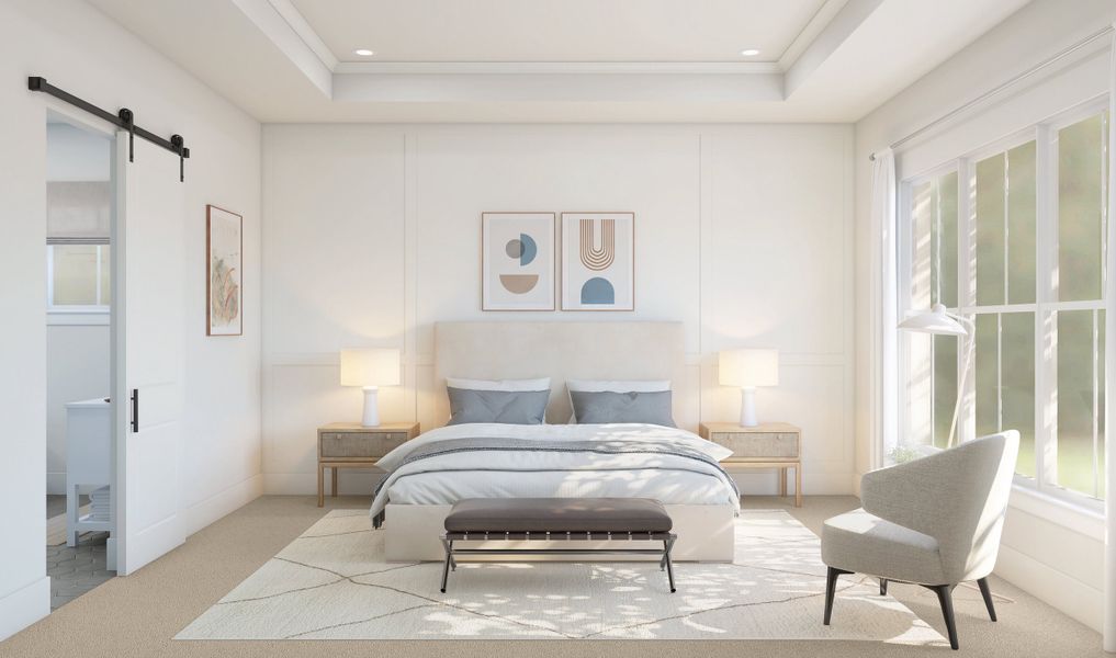 Primary suite with crown moulding Primary suite with crown moulding