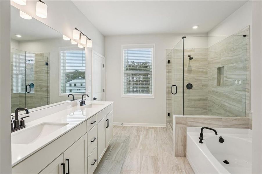 Furnished interior view inside a new home in Tiberon Woods, Cumming (Image 20). Furnished interior view inside a new home in Tiberon Woods, Cumming (Image 20).