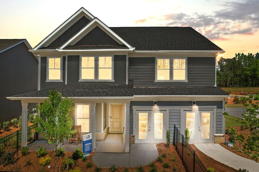 Representative exterior photo of a completed home built from the Marshall by Pulte Homes in Michaux Gardens, Belmont, NC (Image 38). Representative exterior photo of a completed home built from the Marshall by Pulte Homes in Michaux Gardens, Belmont, NC (Image 38).