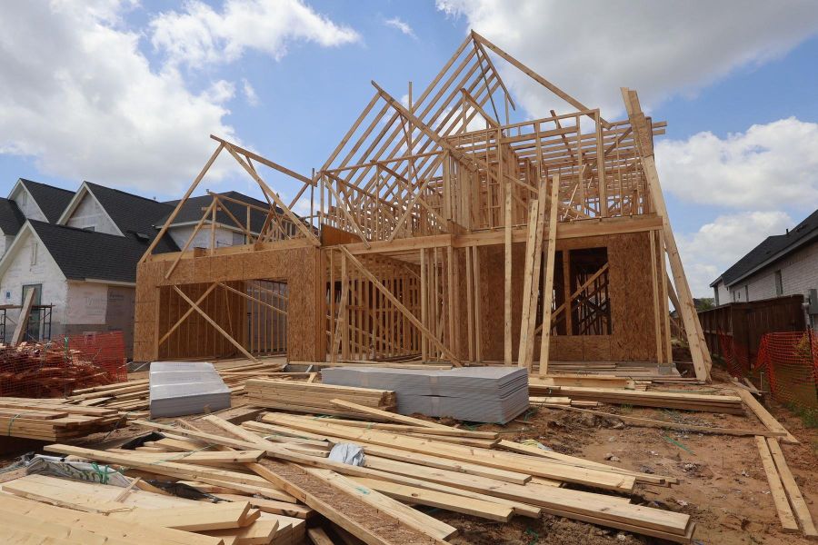 In-progress construction of a new home in Dunham Pointe, Cypress, TX (Image 4).