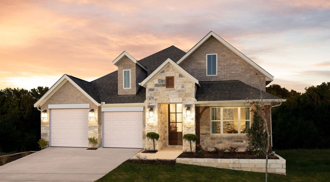 Representative exterior photo of a completed home built from the Medina II by Ashton Woods in Willow Springs, Buda, TX (Image 2).