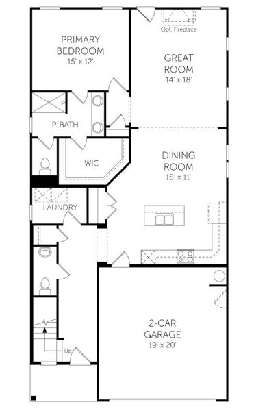 2D floor plan layout for the Baylor - Single Family Homes by Dream Finders Homes in Creekview Landing, Shallotte, NC (Image 3).