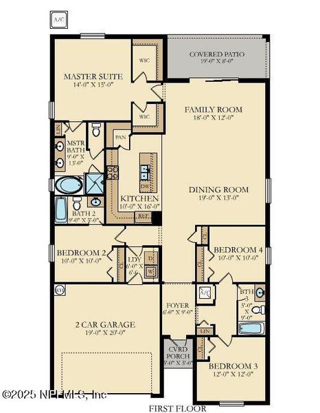 2D floor plan layout of this home in Seaton Creek: Seaton Creek 50s, Jacksonville, FL (Image 4).