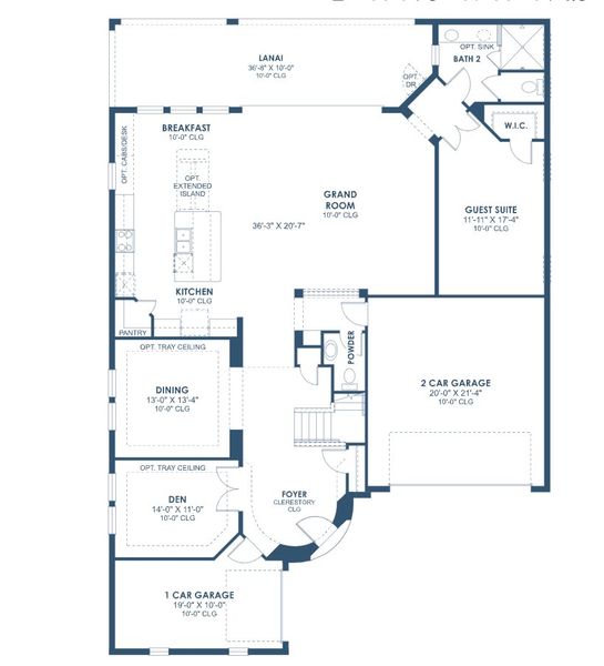 2D floor plan layout for the Madeira III by Homes by WestBay in Star Farms at Lakewood Ranch, Lakewood Ranch, FL (Image 4).