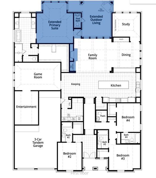 2D floor plan layout of this home in Saddle Star Estates, Rockwall, TX (Image 3).