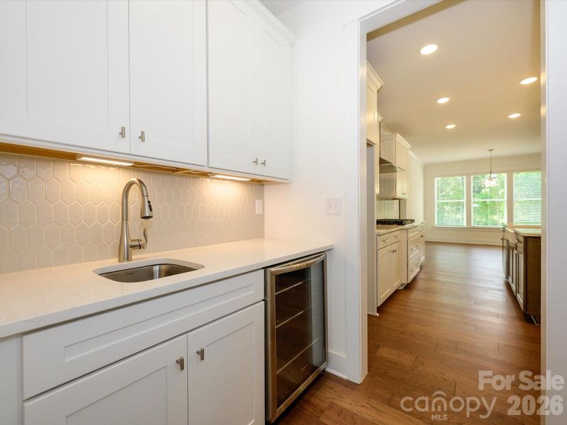 Butler's Pantry with Sink and Beverage Refrigerator