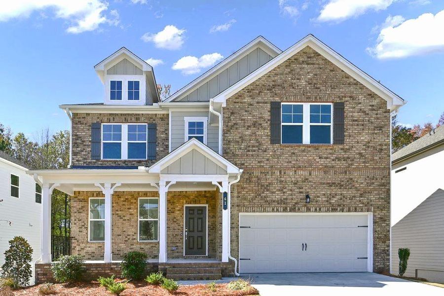 Front exterior of a new home in Bennett Farm, Loganville, GA, highlighting curb appeal (Image 1).
