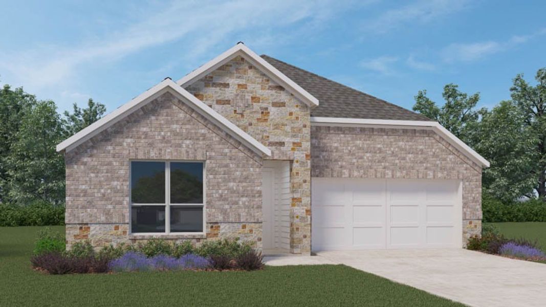 Representative exterior photo of a completed home built from the Diamond by D.R. Horton in Mill Creek Estates, Magnolia, TX (Image 1). Representative exterior photo of a completed home built from the Diamond by D.R. Horton in Mill Creek Estates, Magnolia, TX (Image 1).