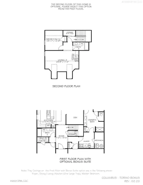2D floor plan layout for the Torino by Epcon Communities in The Villas at Pinewood, Asheboro, NC (Image 3).