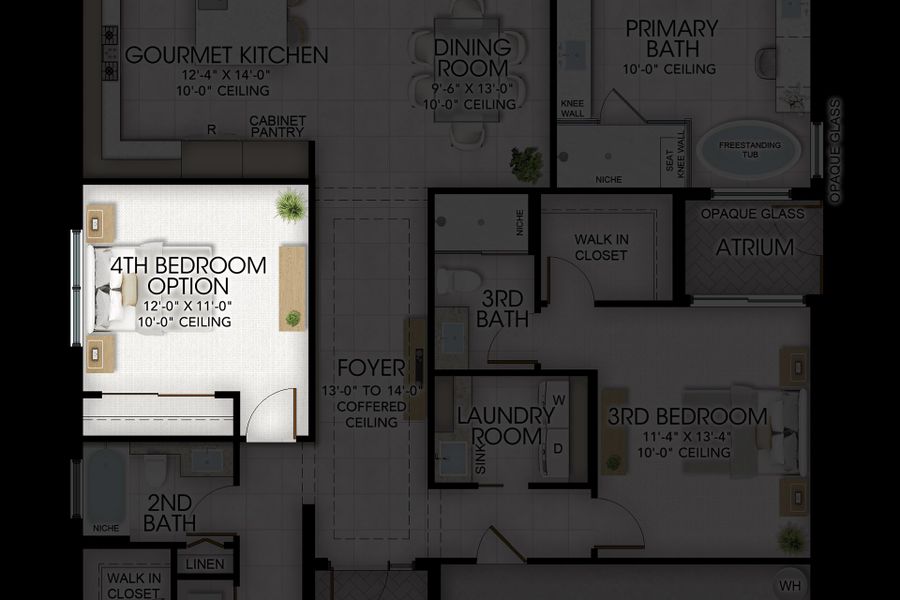2D floor plan layout for the Bimini Grande by GL Homes in Valencia Del Mar, Boynton Beach, FL (Image 5).