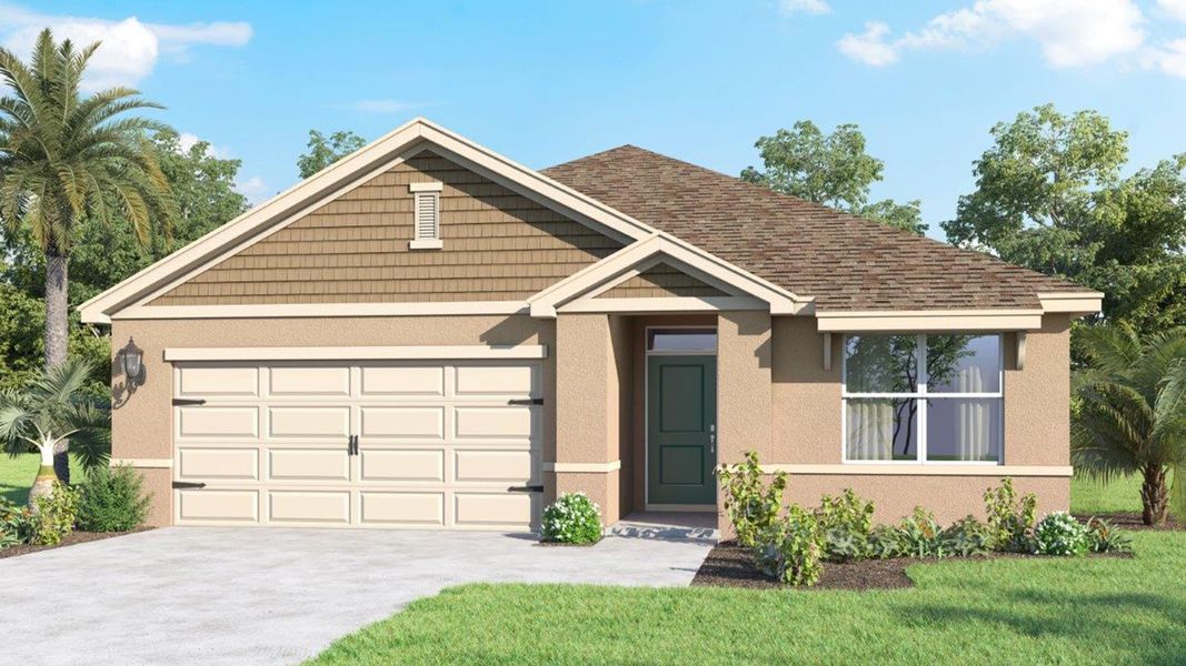 Representative exterior photo of a completed home built from the Aria by D.R. Horton in Leoma's Landing, Lake Wales, FL (Image 15).