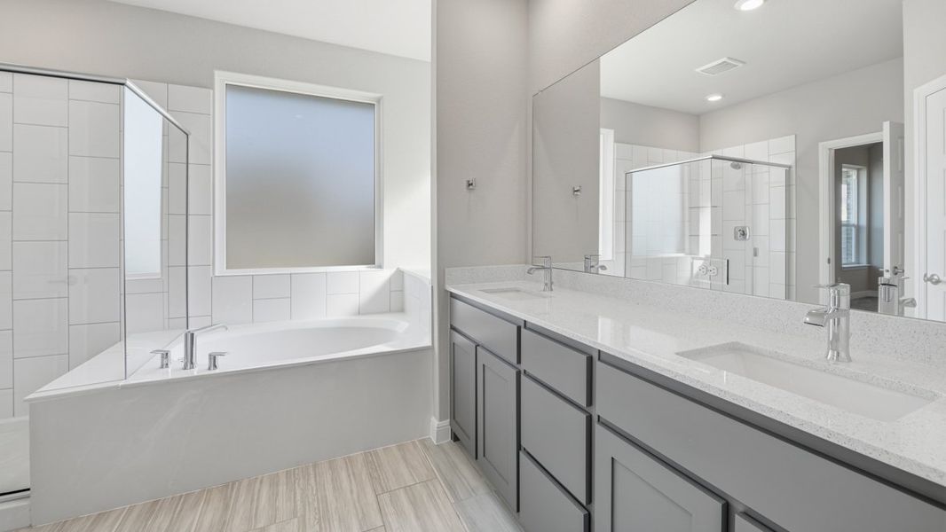 Representative furnished interior of a home built from the BASSWOOD by D.R. Horton in Treeline, Justin (Image 6).