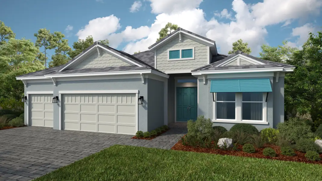 Representative exterior photo of a completed home built from the Palermo by Taylor Morrison in Esplanade at Azario Lakewood Ranch, Lakewood Ranch, FL (Image 1). Representative exterior photo of a completed home built from the Palermo by Taylor Morrison in Esplanade at Azario Lakewood Ranch, Lakewood Ranch, FL (Image 1).