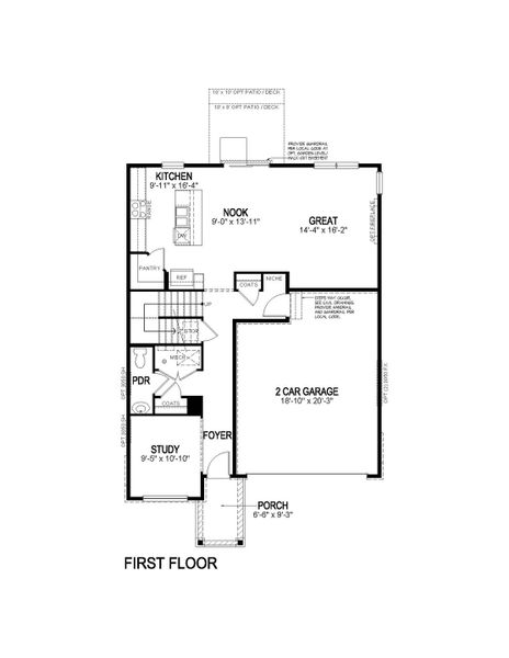 2D floor plan layout for the Holcombe by D.R. Horton in Brighton Crossing, Brighton, CO (Image 3).
