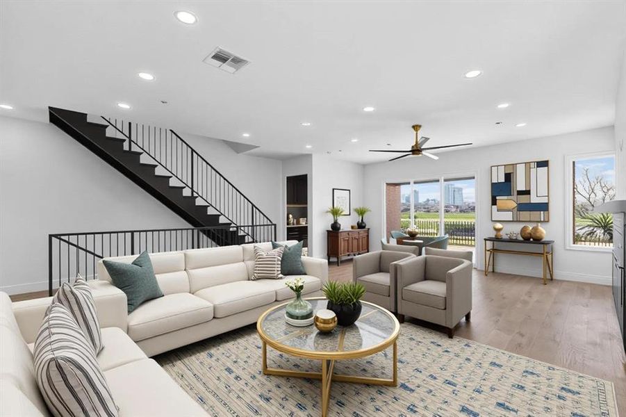 Living area virtually staged