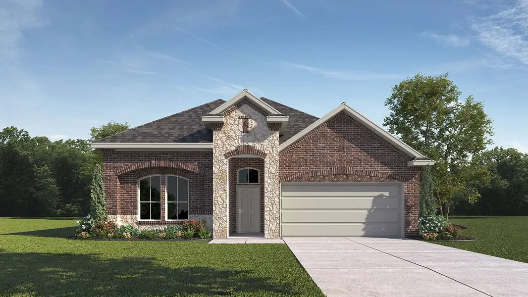 Front exterior of a new home in Lakewood Trails, Forney, TX, highlighting curb appeal (Image 1). Front exterior of a new home in Lakewood Trails, Forney, TX, highlighting curb appeal (Image 1).