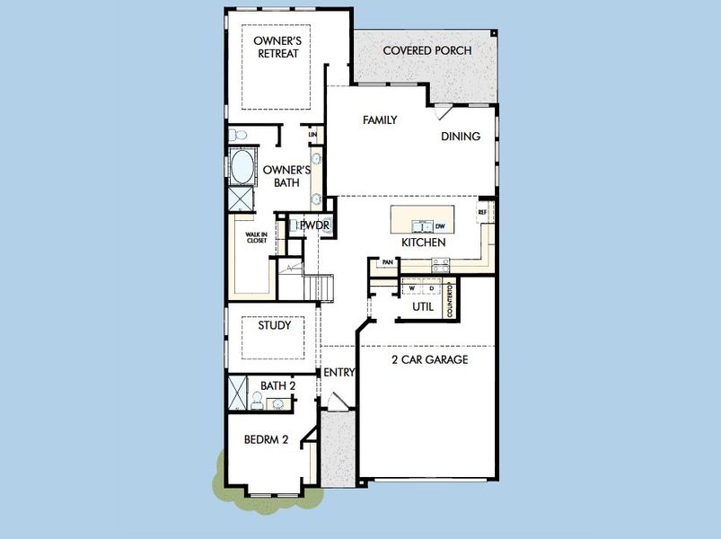 2D floor plan layout for the The Violet by David Weekley Homes in Windsong - Reserve Series, Boerne, TX (Image 3).