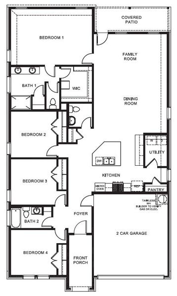 2D floor plan layout of this home in Rock Creek West, Fort Worth, TX (Image 4).