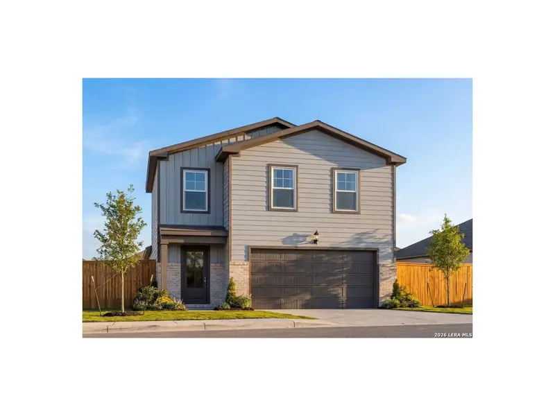 Front exterior of a new home in Applewhite Meadows, San Antonio, TX, highlighting curb appeal (Image 1). Front exterior of a new home in Applewhite Meadows, San Antonio, TX, highlighting curb appeal (Image 1).