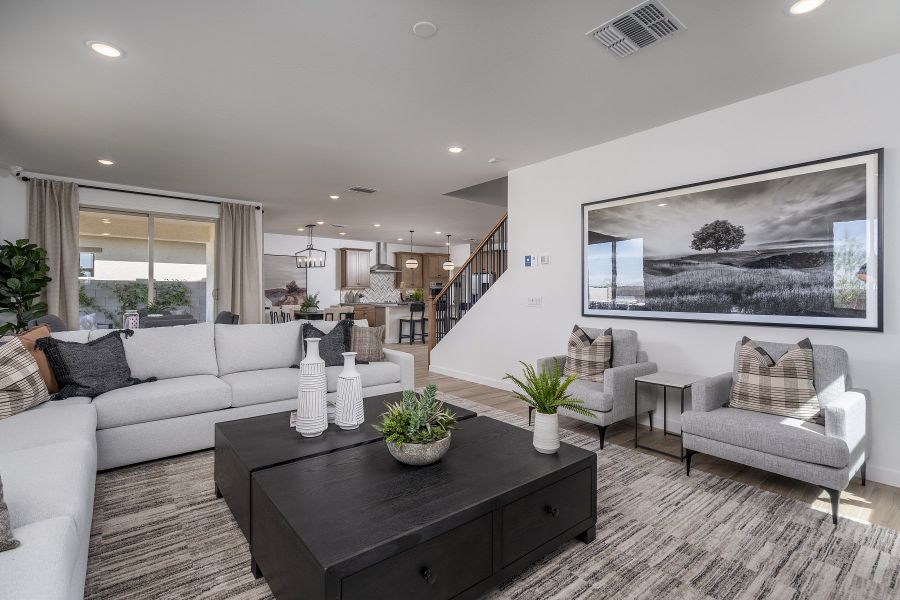 Representative furnished interior of a home built from the Monument by Risewell Homes in Wildera, San Tan Valley (Image 3). Representative furnished interior of a home built from the Monument by Risewell Homes in Wildera, San Tan Valley (Image 3).