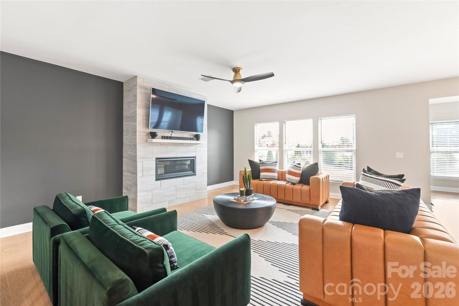 Bright and spacious. This open living room has room for all of your friends and family to gather.