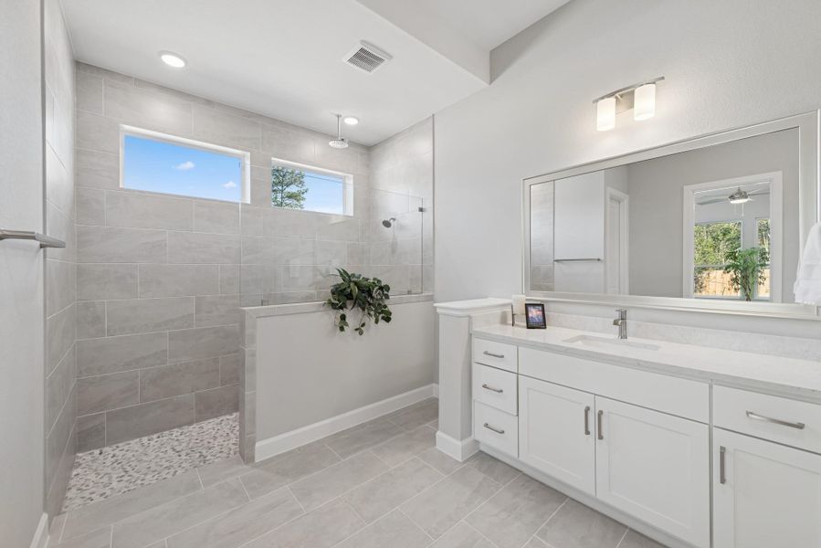 Another look at walk-in shower with 2 shower heads!