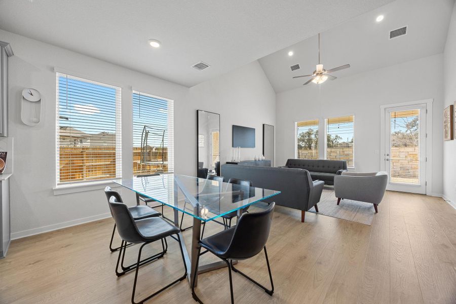 Dining space open to kitchen and living room