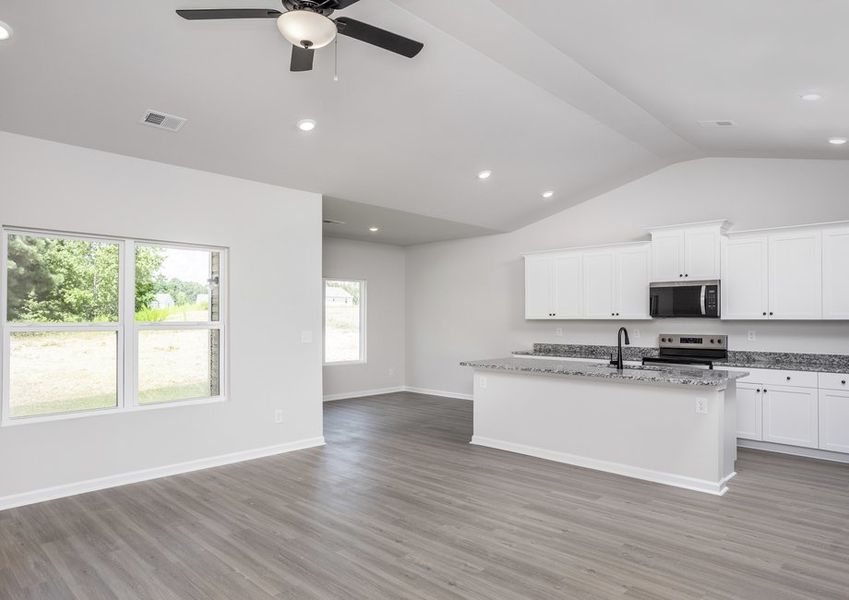 Open-concept living area.