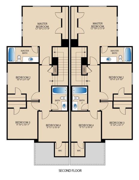 2D floor plan layout of this home in Saddle Creek Twinhomes, Georgetown, TX (Image 6).