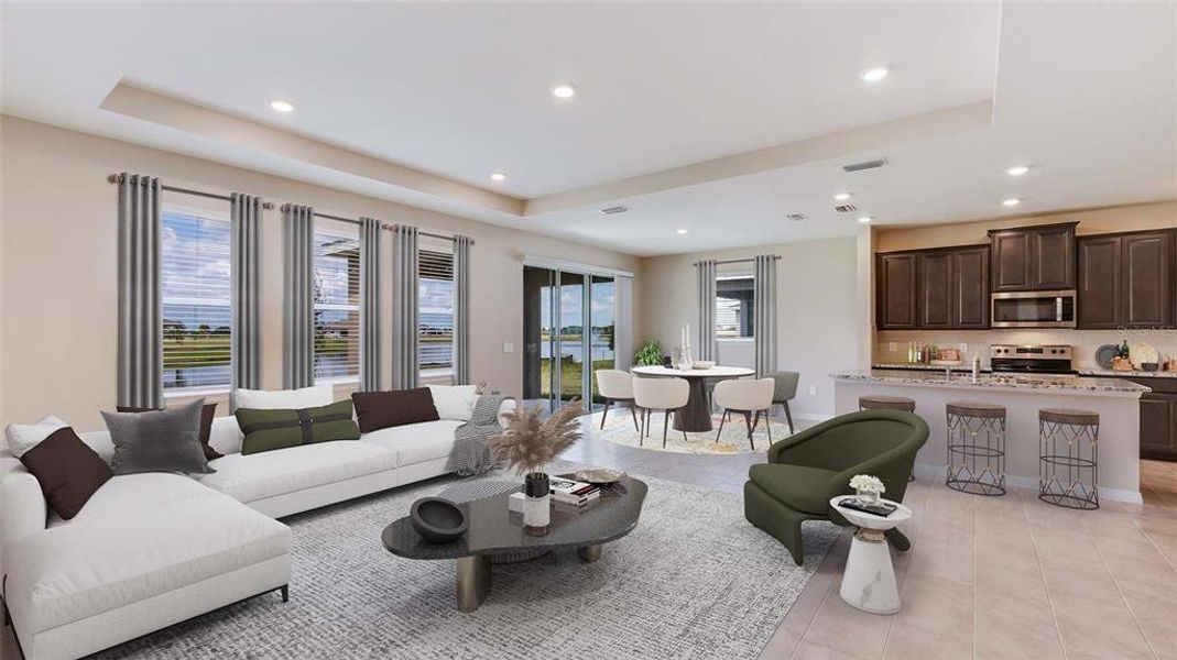 Furnished interior view inside a new home in Oakfield Trails, Parrish (Image 3). Furnished interior view inside a new home in Oakfield Trails, Parrish (Image 3).