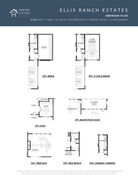 2D floor plan layout for the Emerson by Centre Living Homes in Ellis Ranch Estates, Waxahachie, TX (Image 6). 2D floor plan layout for the Emerson by Centre Living Homes in Ellis Ranch Estates, Waxahachie, TX (Image 6).