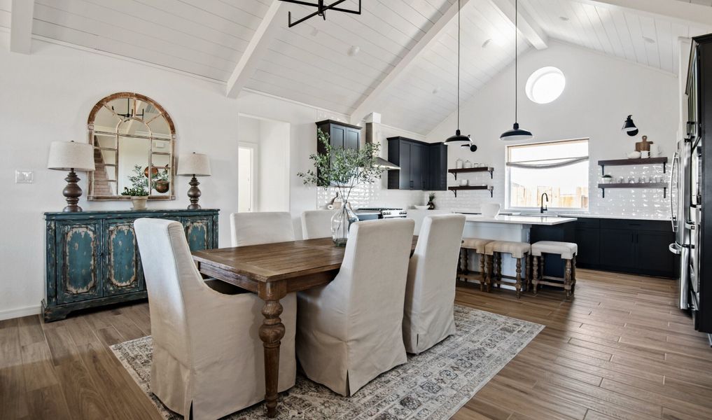 Dining area with vaulted ceiling Dining area with vaulted ceiling