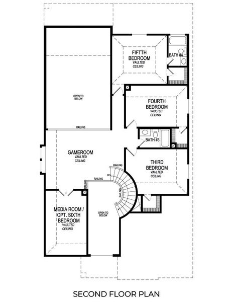 2D floor plan layout of this home in Trails at Cottonwood Creek, Rowlett, TX (Image 3).