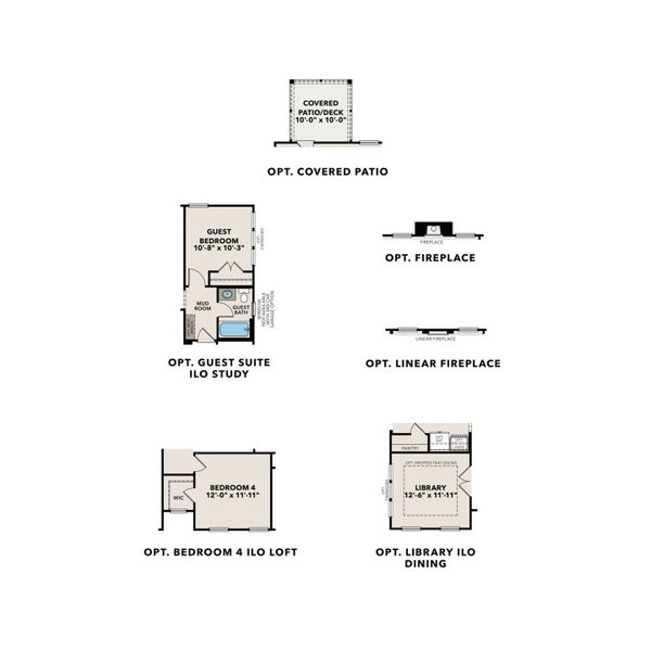 2D floor plan layout for the The Willow B by Davidson Homes LLC in Wehunt Meadows, Hoschton, GA (Image 6).