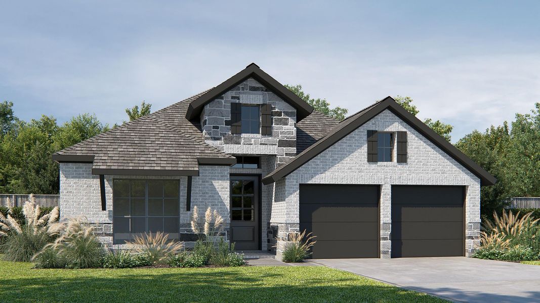 Front exterior of a new home in , Manvel, TX, highlighting curb appeal (Image 1). Front exterior of a new home in , Manvel, TX, highlighting curb appeal (Image 1).